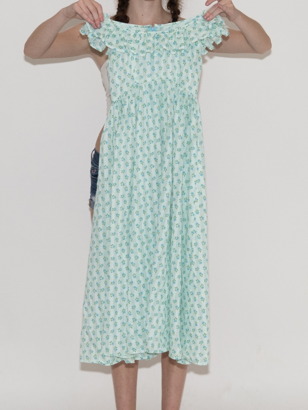 Vintage 70s peasant dress flower print size XXS cotton